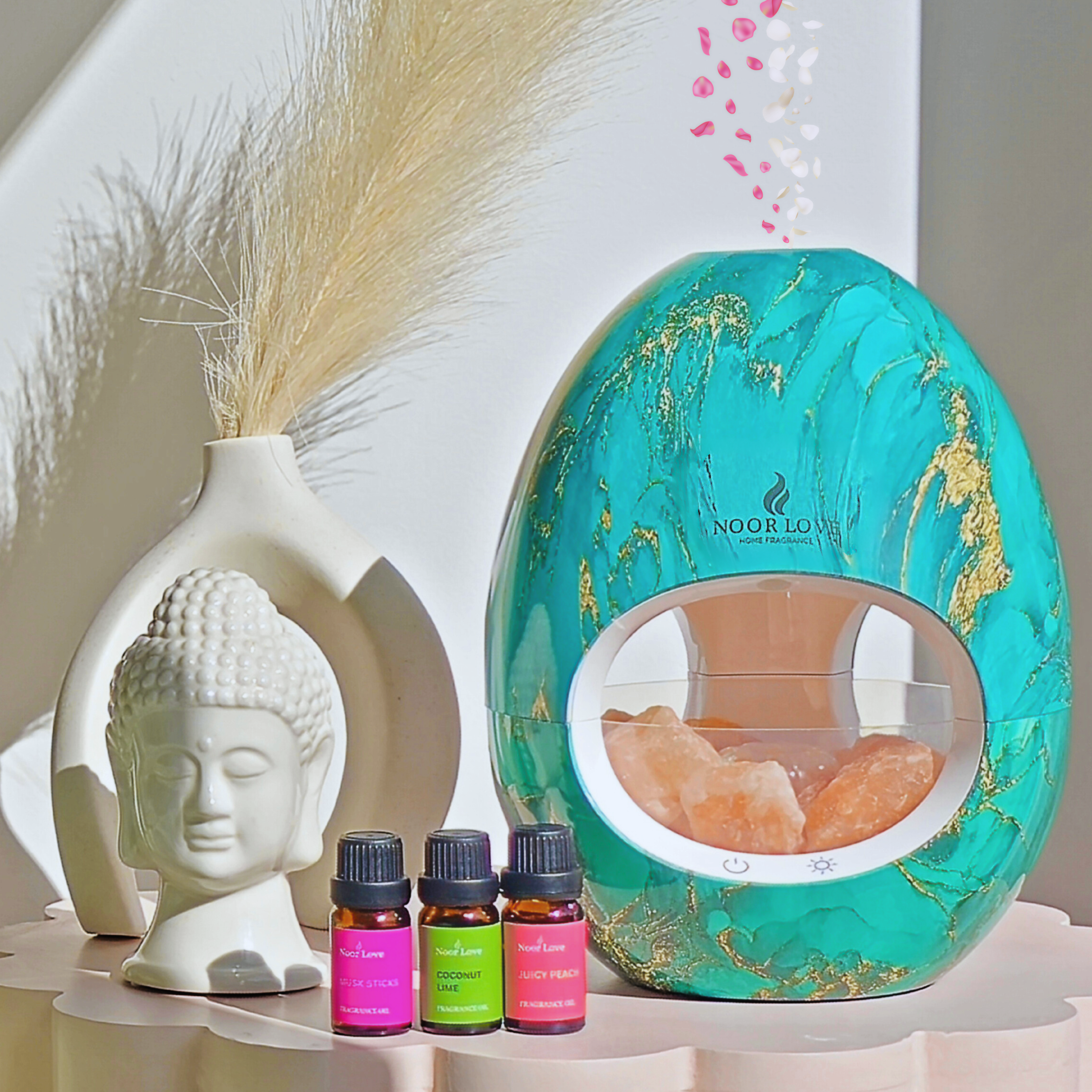 Complete Calming Bundle- Green Marble Himalayan Salt Aroma Diffuser Set