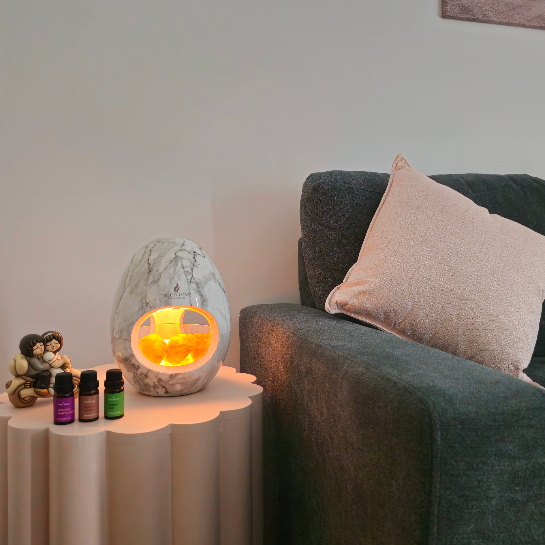 Complete Calming Bundle- White Marble Himalayan Salt Aroma Diffuser Set